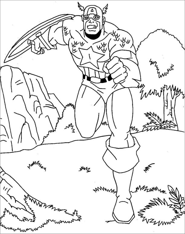 코믹 캡틴 아메리카 러닝 coloring page