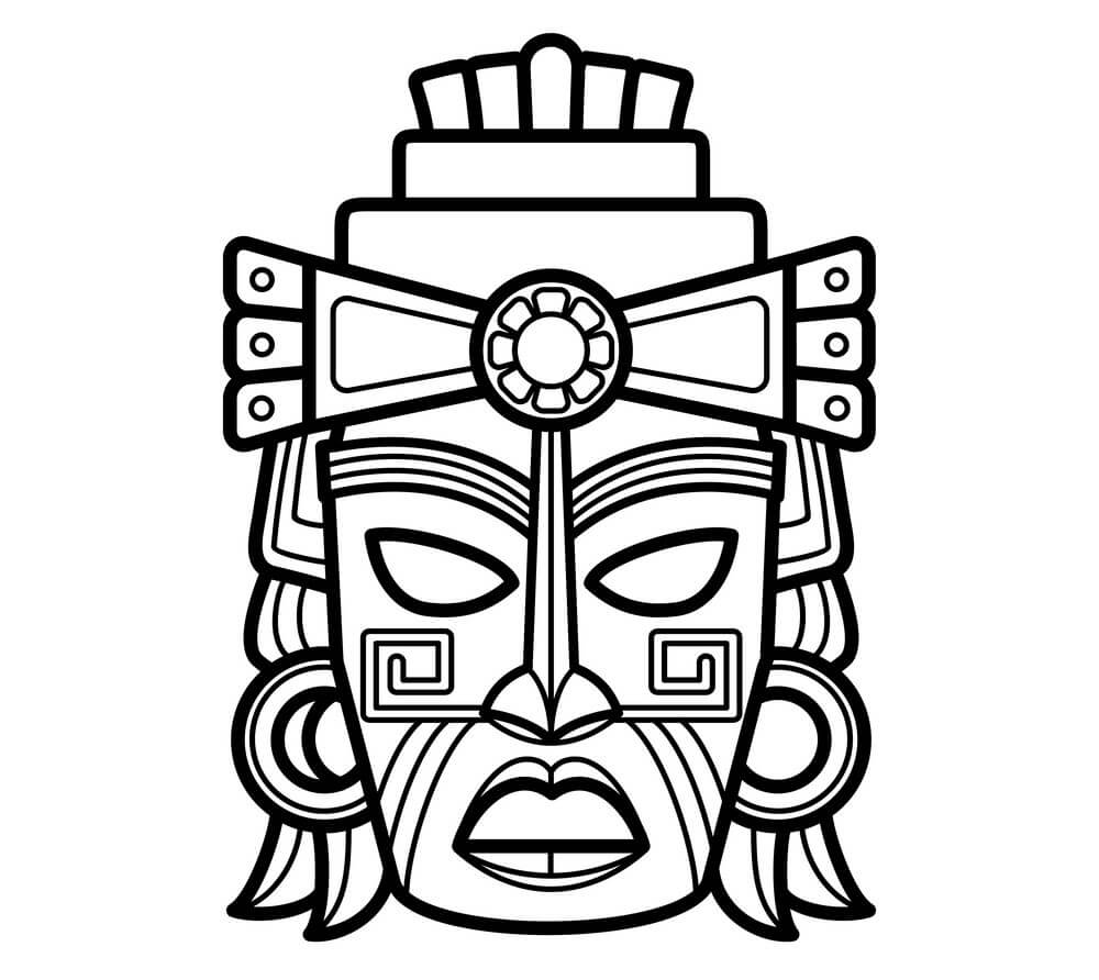 멕시코 아프리카 아즈텍 마스크 coloring page