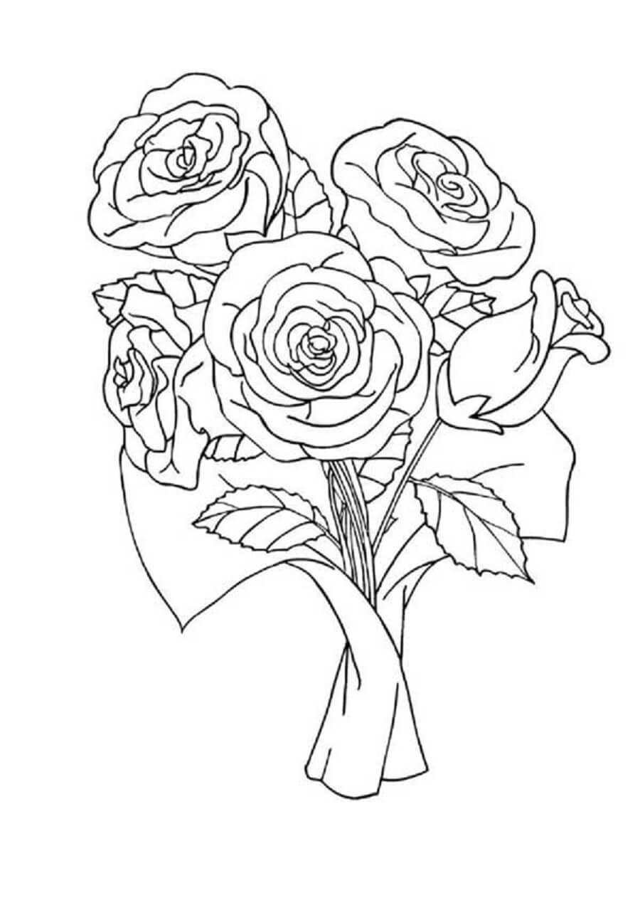 멋진 장미 꽃다발 coloring page