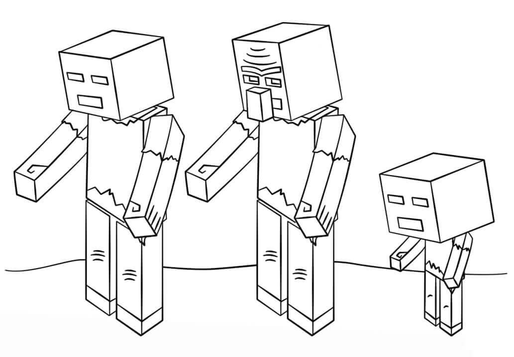 Minecraft의 좀비 가족 coloring page