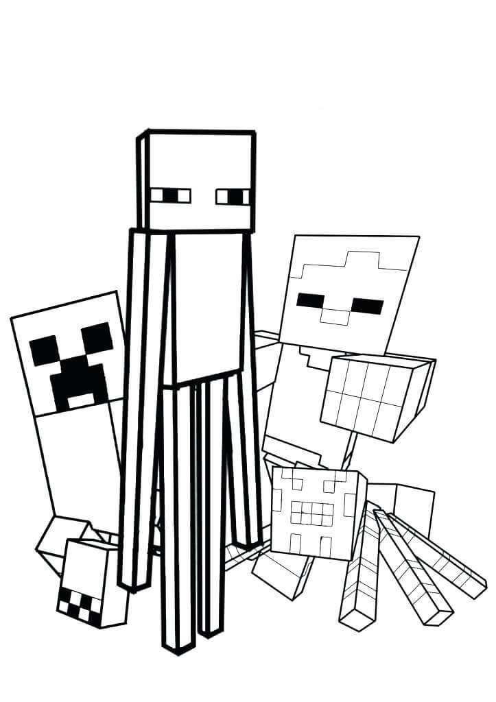 Minecraft의 세 괴물 coloring page