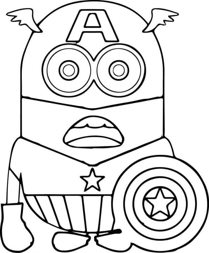 미니언 캡틴 아메리카 coloring page