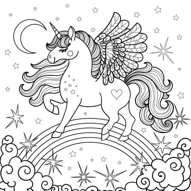 무지개와 유니콘 coloring page