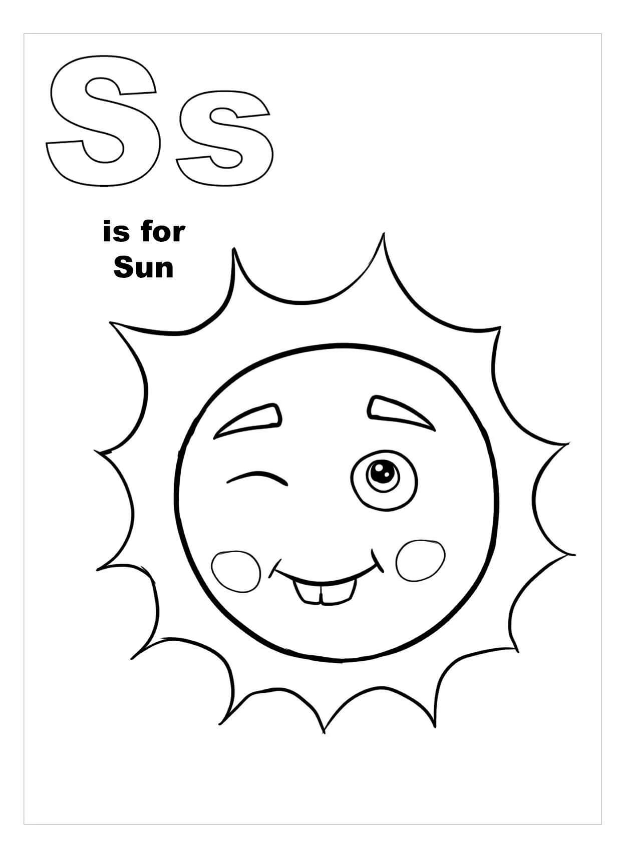 문자 S는 Sun을 의미합니다. coloring page