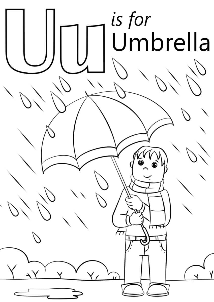 문자 U는 우산입니다 coloring page
