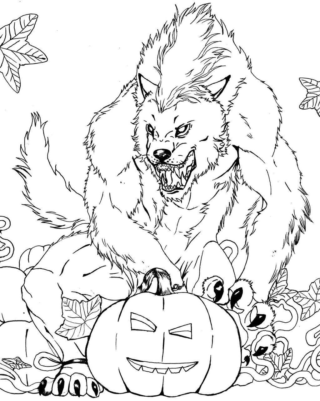 무서운 늑대인간 coloring page