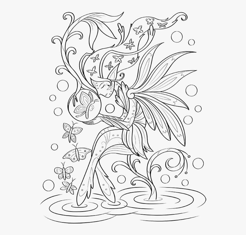 나비와 기본 요정 coloring page