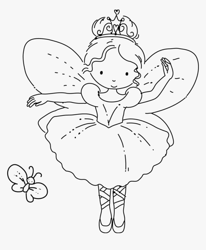 나비와 작은 요정 coloring page