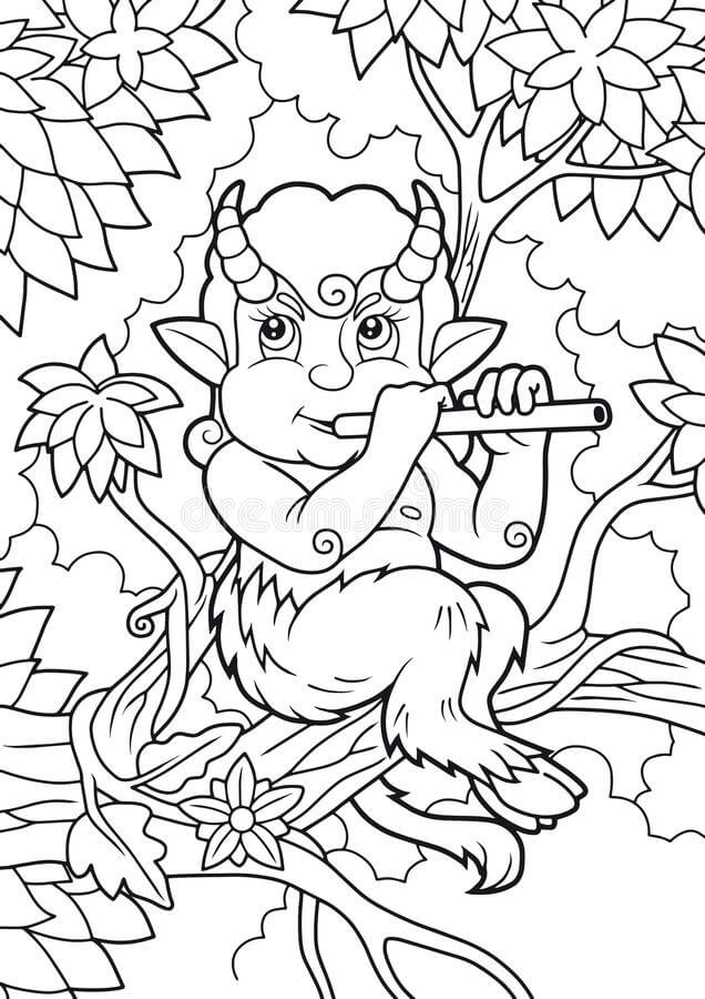 나무 위에서 피리를 연주하는 괴물 coloring page