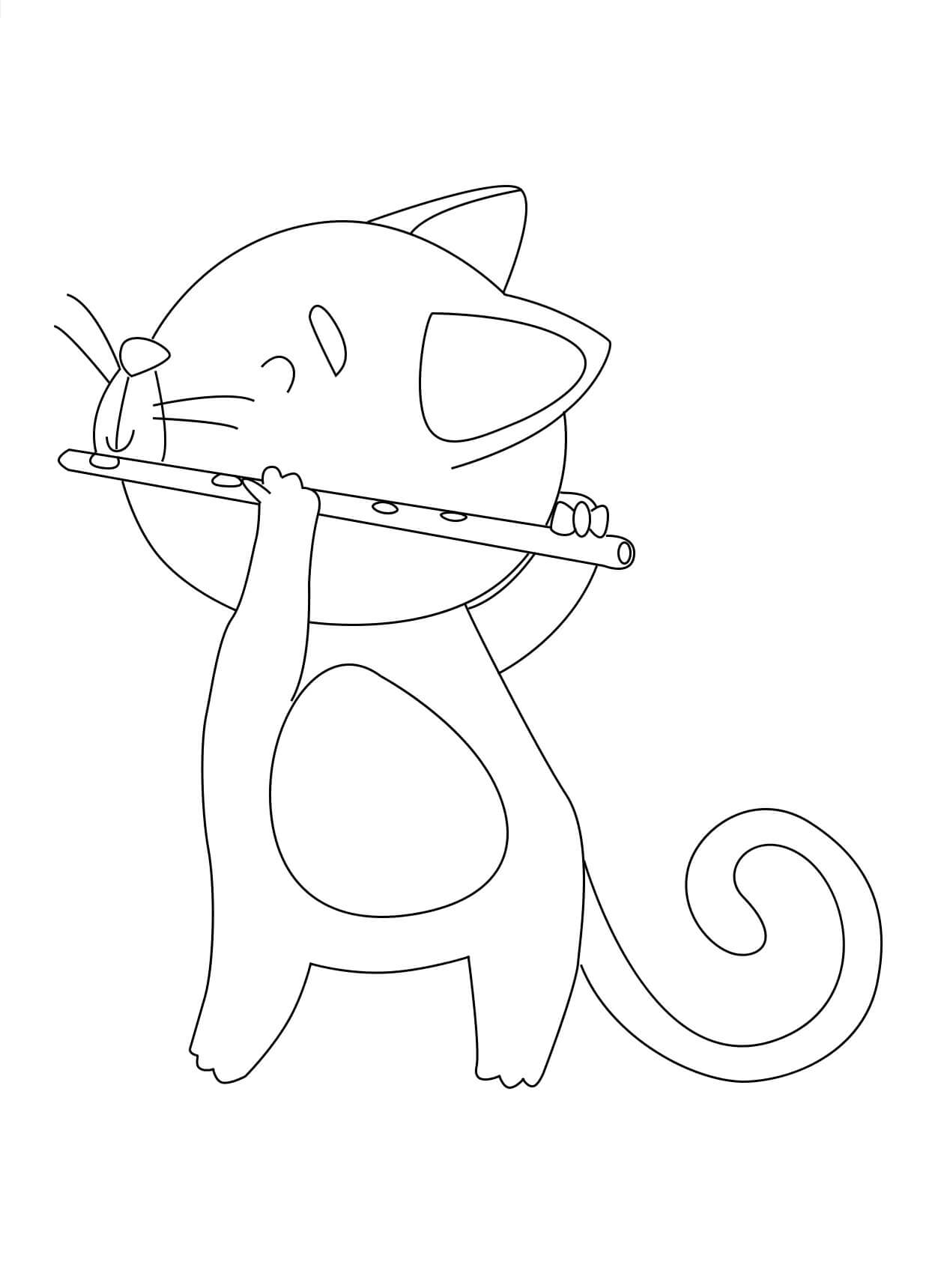 플루트를 연주하는 고양이