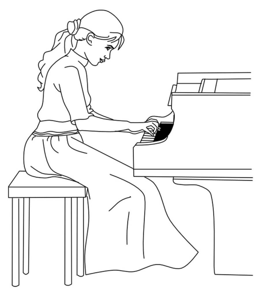 피아노를 치는 아름다운 소녀