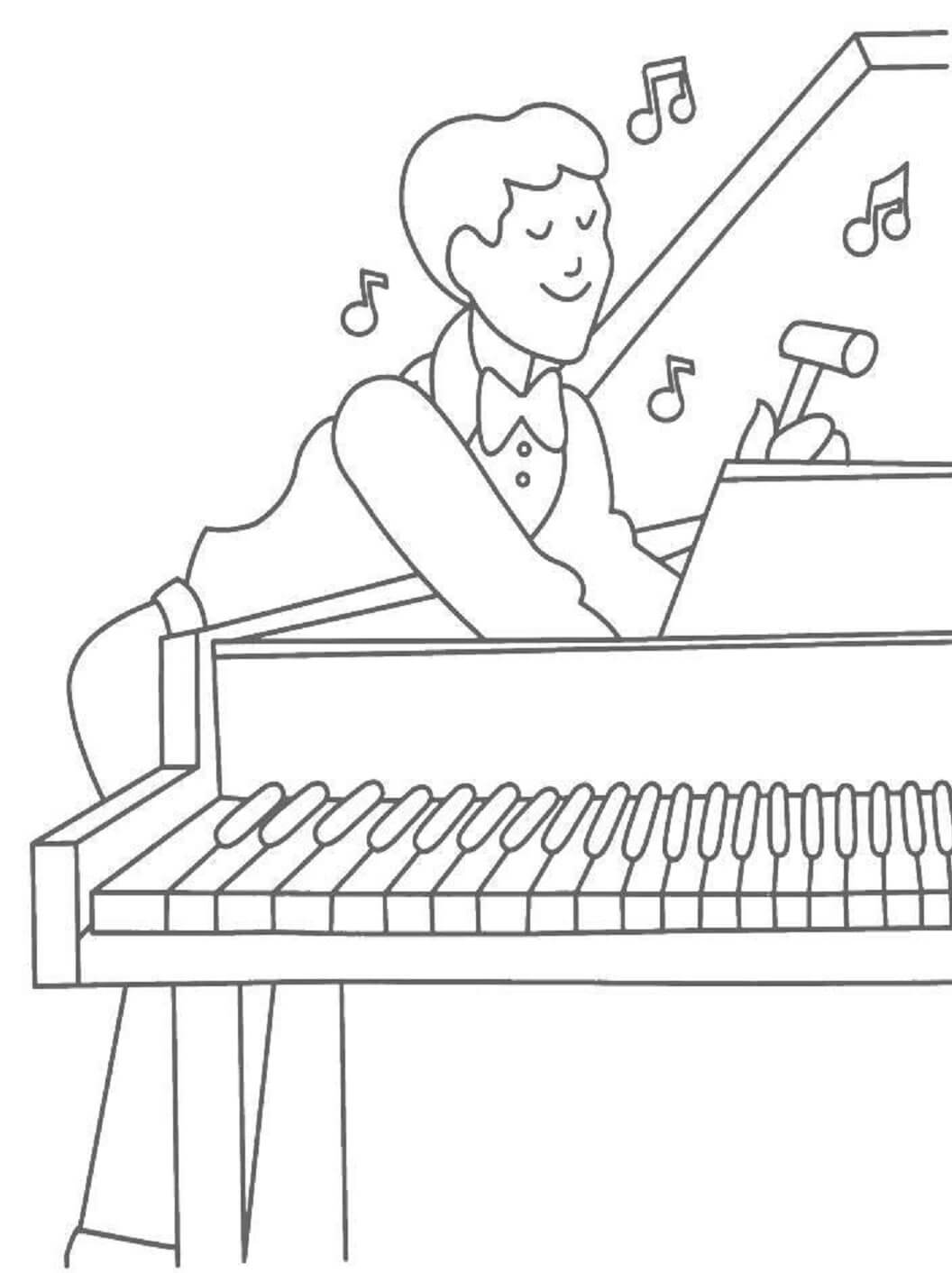 피아노를 치는 행복한 남자
