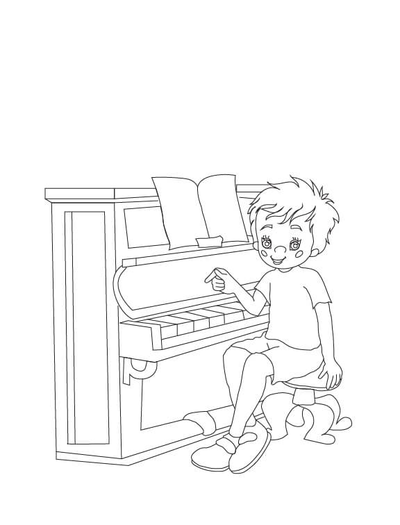 피아노를 치는 재미있는 소년