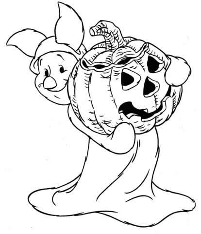 Piglet is carrying Pumpkin coloring page