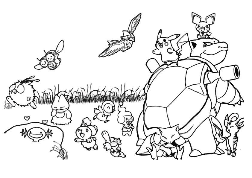 Pikachu and Friends coloring page