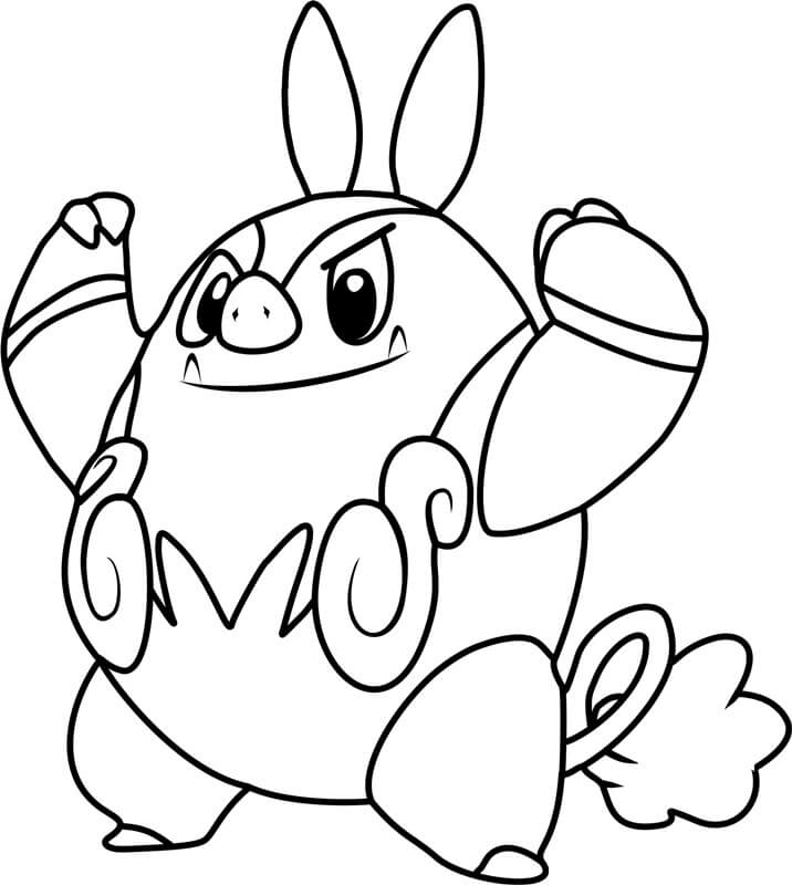Pokemon Pignite Souriant coloring page