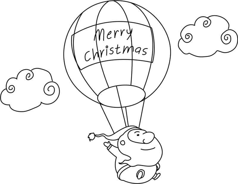 풍선을 타고 날고 있는 산타클로스 coloring page