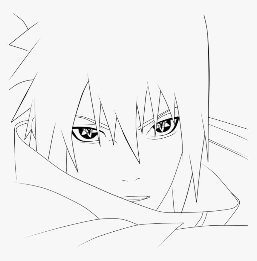 Rasengan을 사용하는 Sasuke coloring page