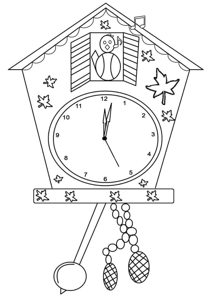 새와 시계 coloring page