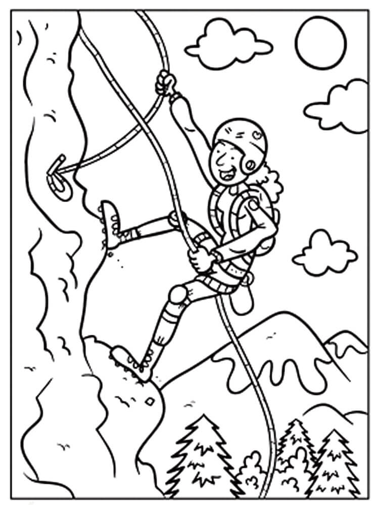 산을 오르는 소녀 coloring page