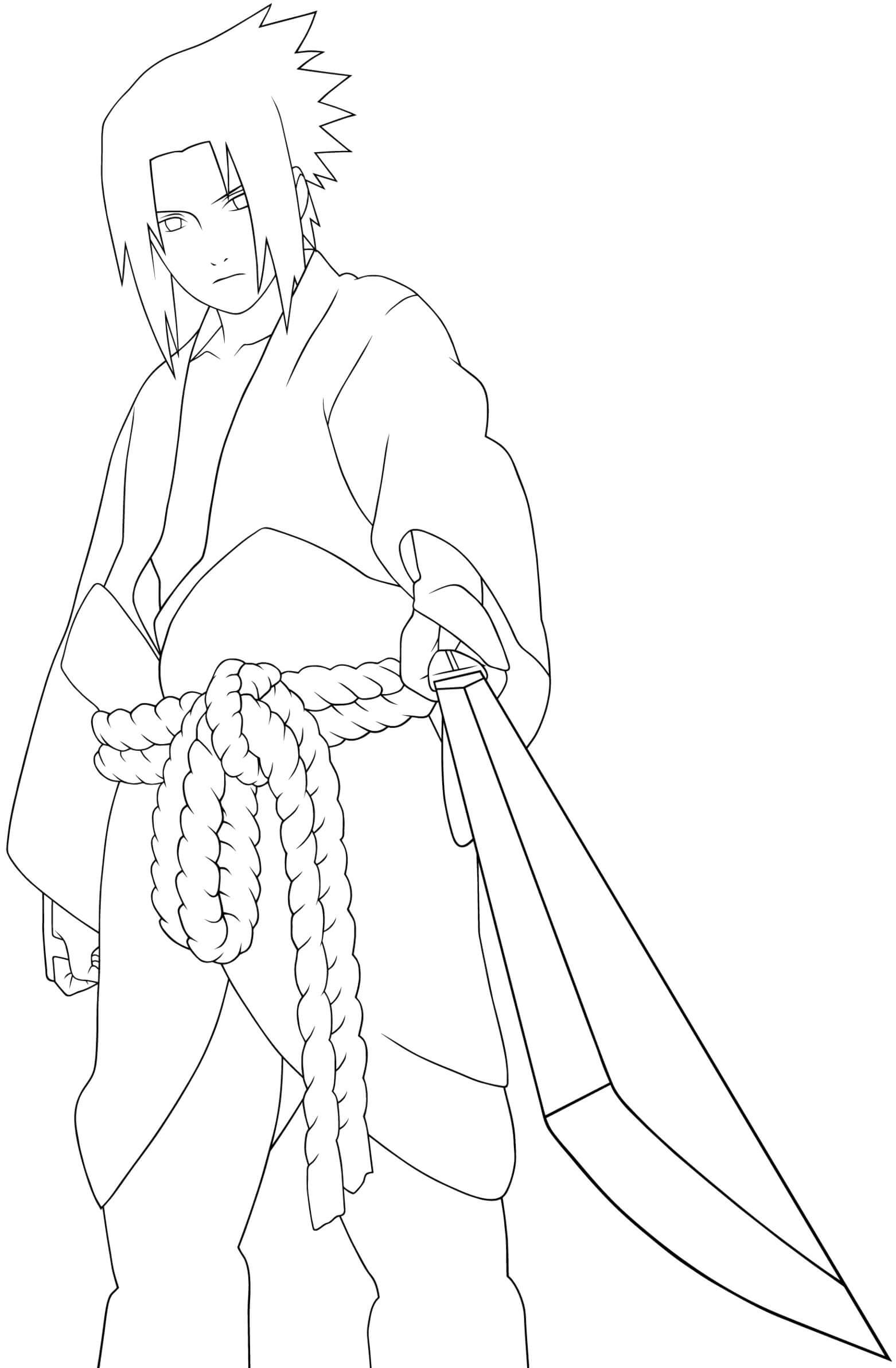 Sasuke는 검의 끝을 가리켰다. coloring page