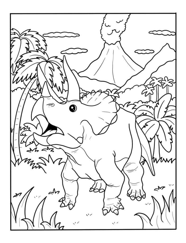 세 개의 뿔 공룡 coloring page