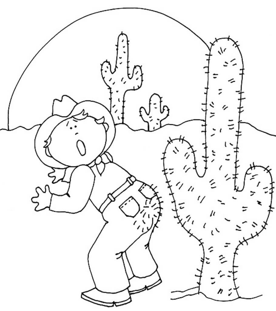 선인장에 찔린 남자 coloring page