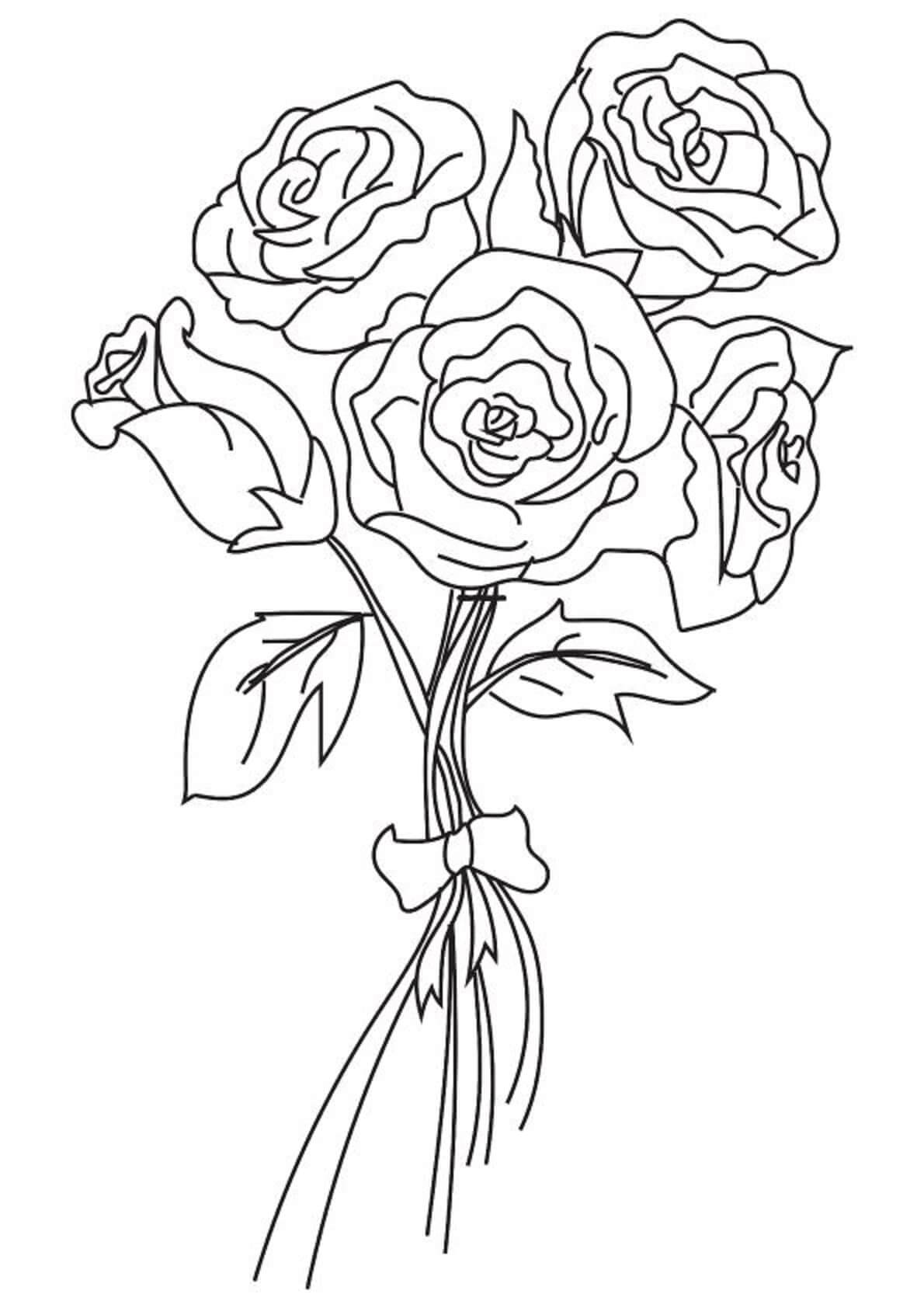심플한 장미 꽃다발 coloring page