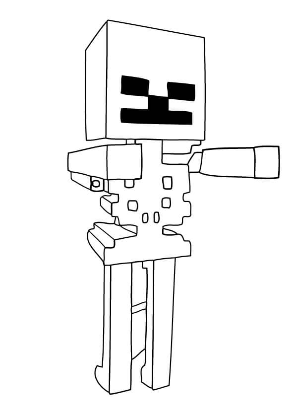 Skeleton Zombie in Minecraft coloring page