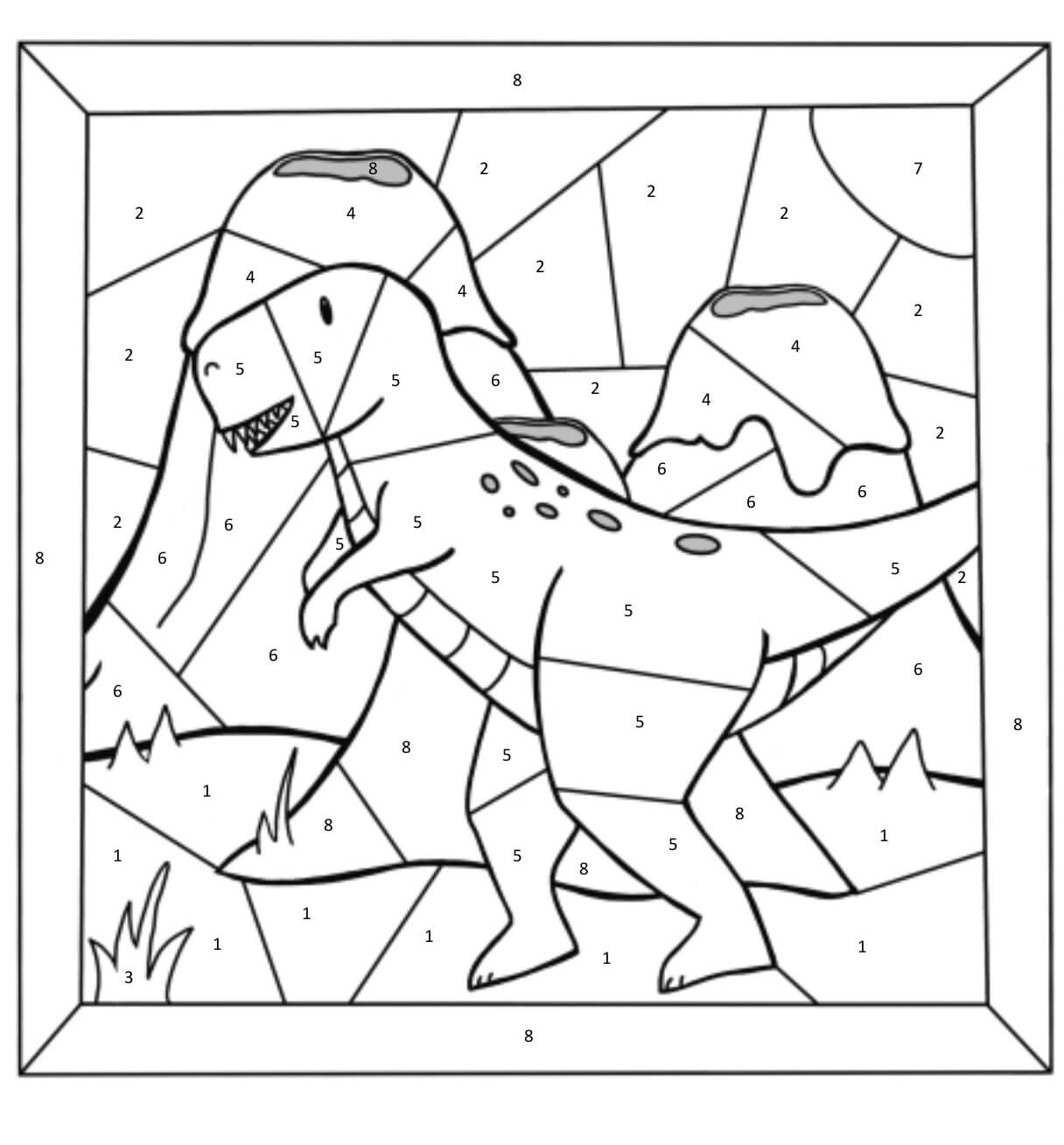 숫자 시트로 공룡 색칠하기 coloring page