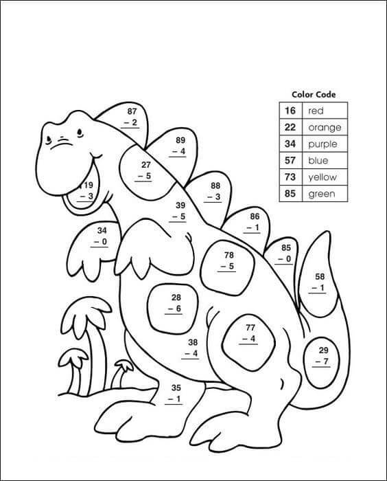 숫자로 보는 재미있는 공룡 색상 coloring page