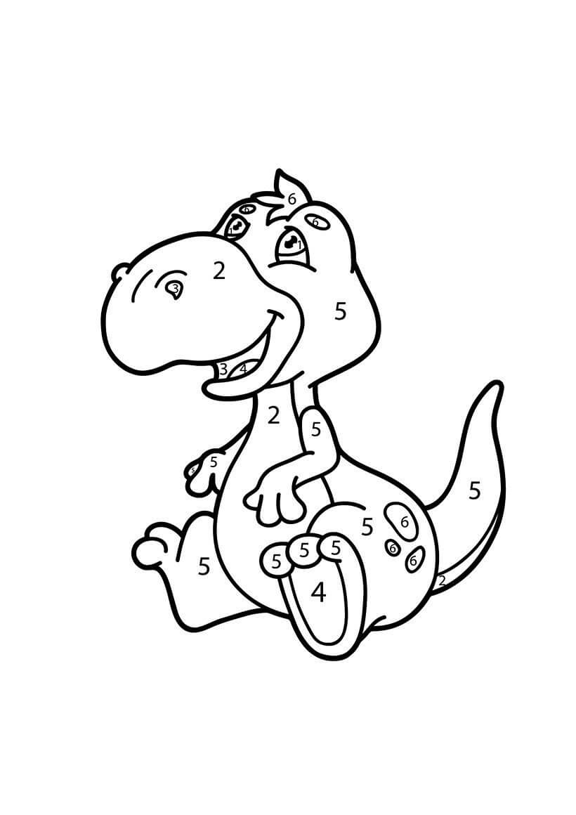 숫자로 색칠하는 아기 공룡 coloring page