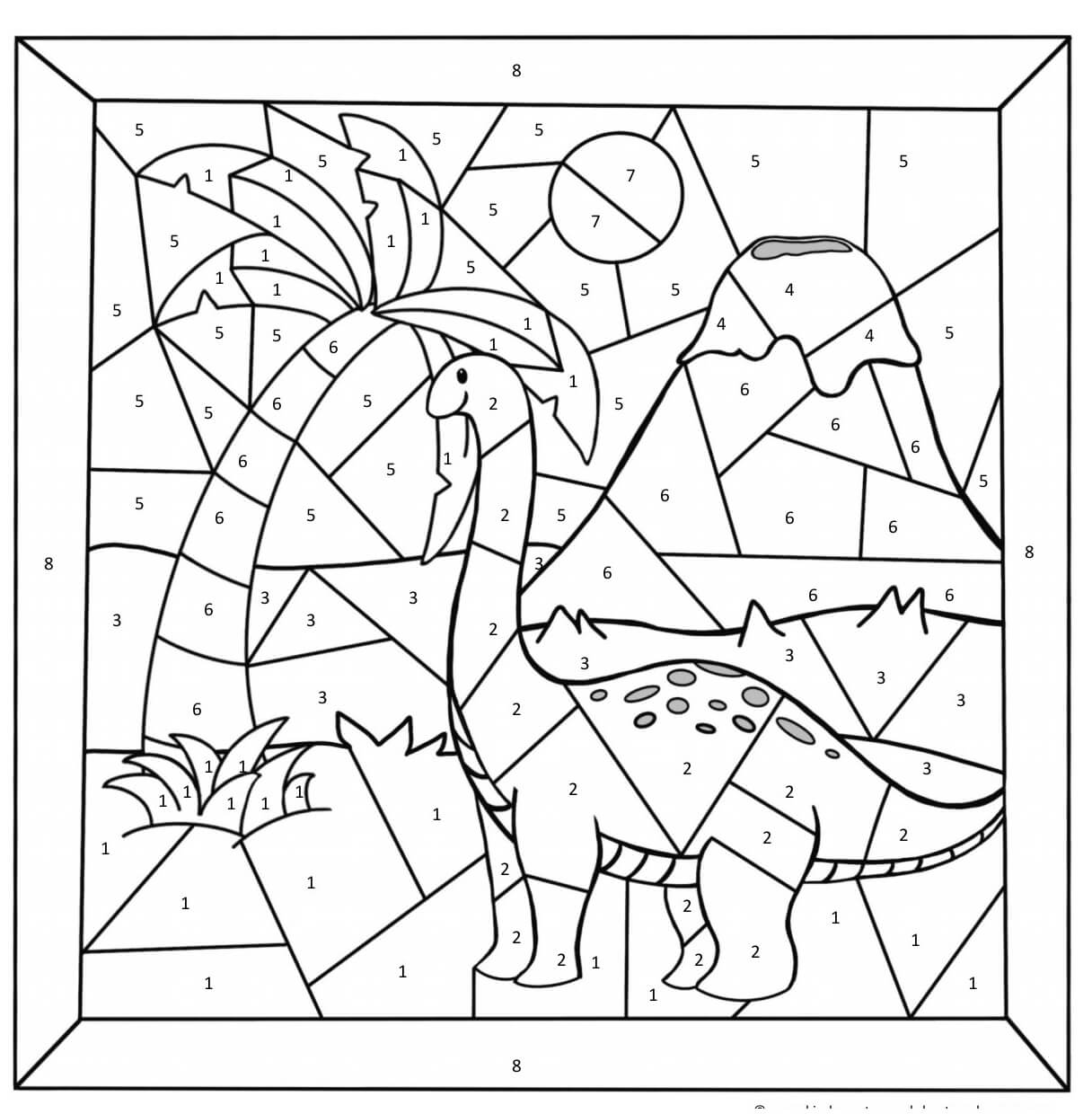 숫자로 색칠하는 공룡 coloring page