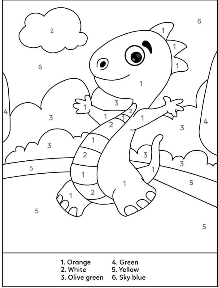 숫자로 색칠하는 귀여운 T-Rex coloring page