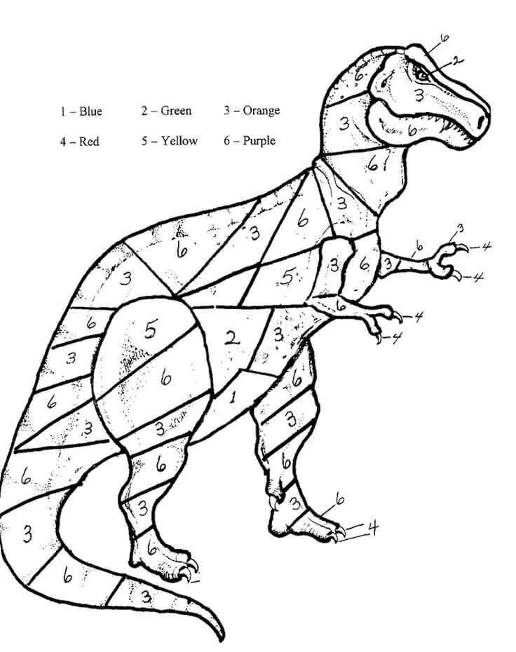 숫자로 티라노사우루스 색칠하기 coloring page