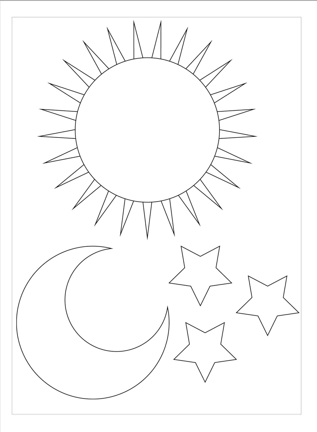 태양과 달과 별 coloring page
