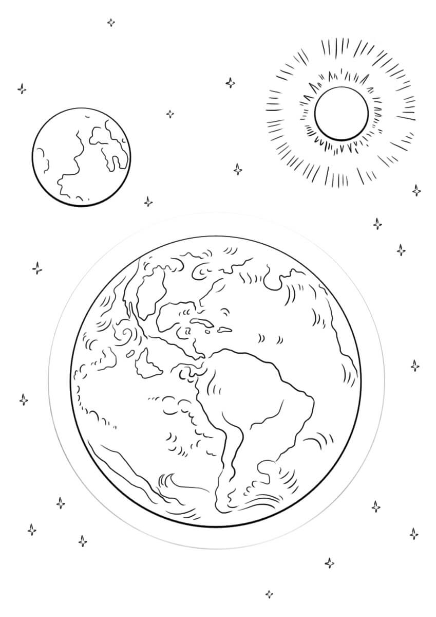 태양과 두 개의 행성 coloring page
