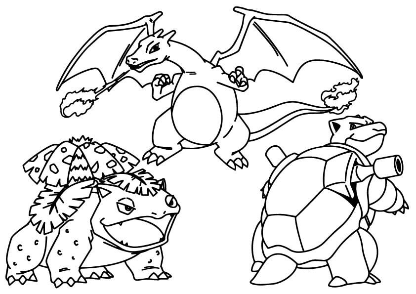 Three Pokemon coloring page