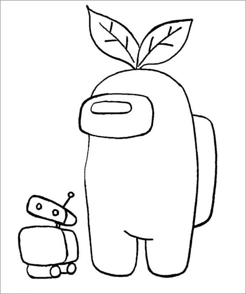 우리 속의 크루메이트와 로봇 coloring page