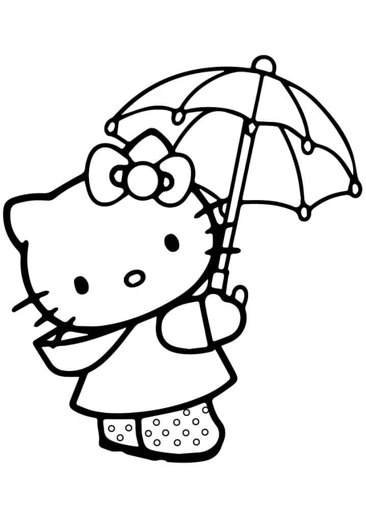 우산을 들고 있는 헬로 키티