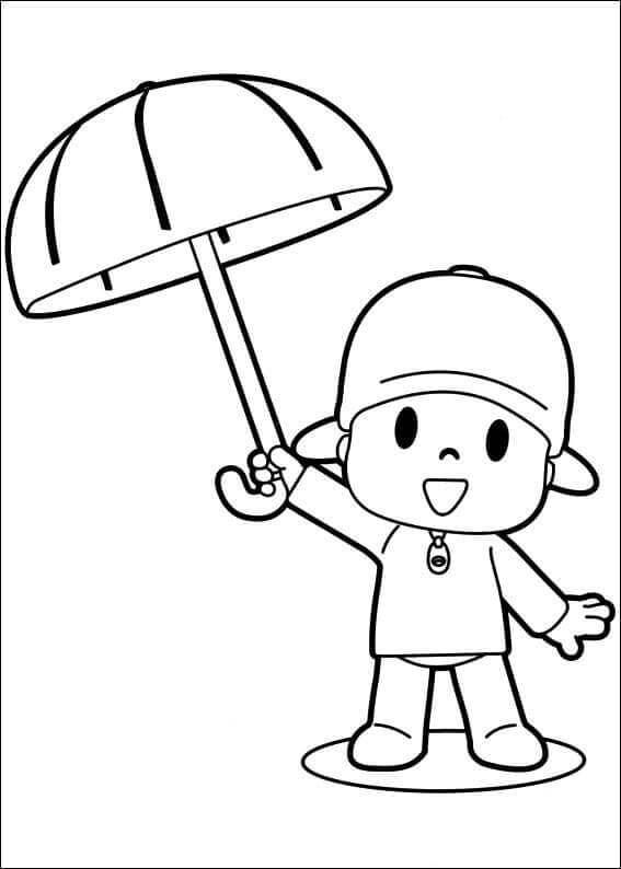 우산을 들고 있는 포코요 coloring page