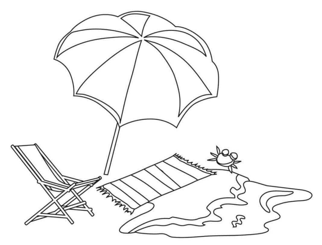우산 – 해변 풍경 coloring page