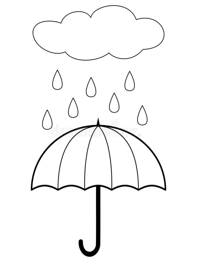 우산과 구름 coloring page