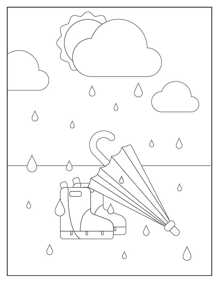 우산과 스케이트 coloring page