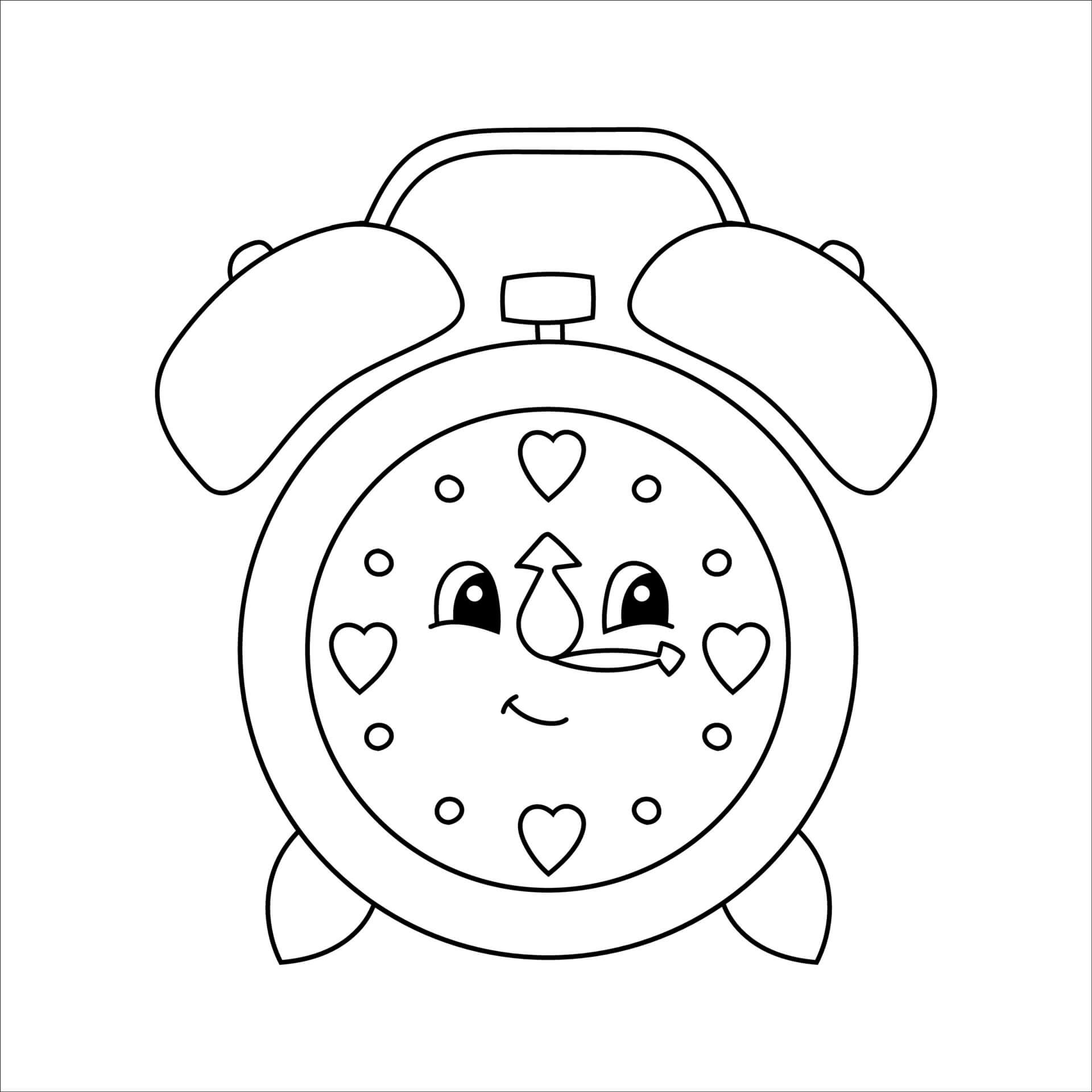 웃는 만화 시계 coloring page