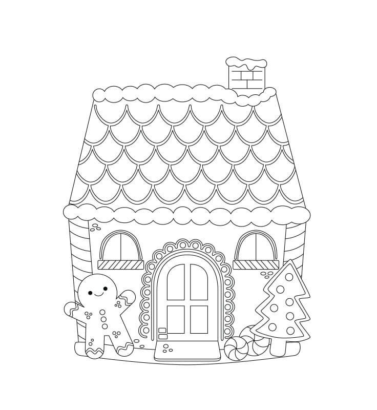 아이들을 위한 무료 진저브레드 하우스 coloring page