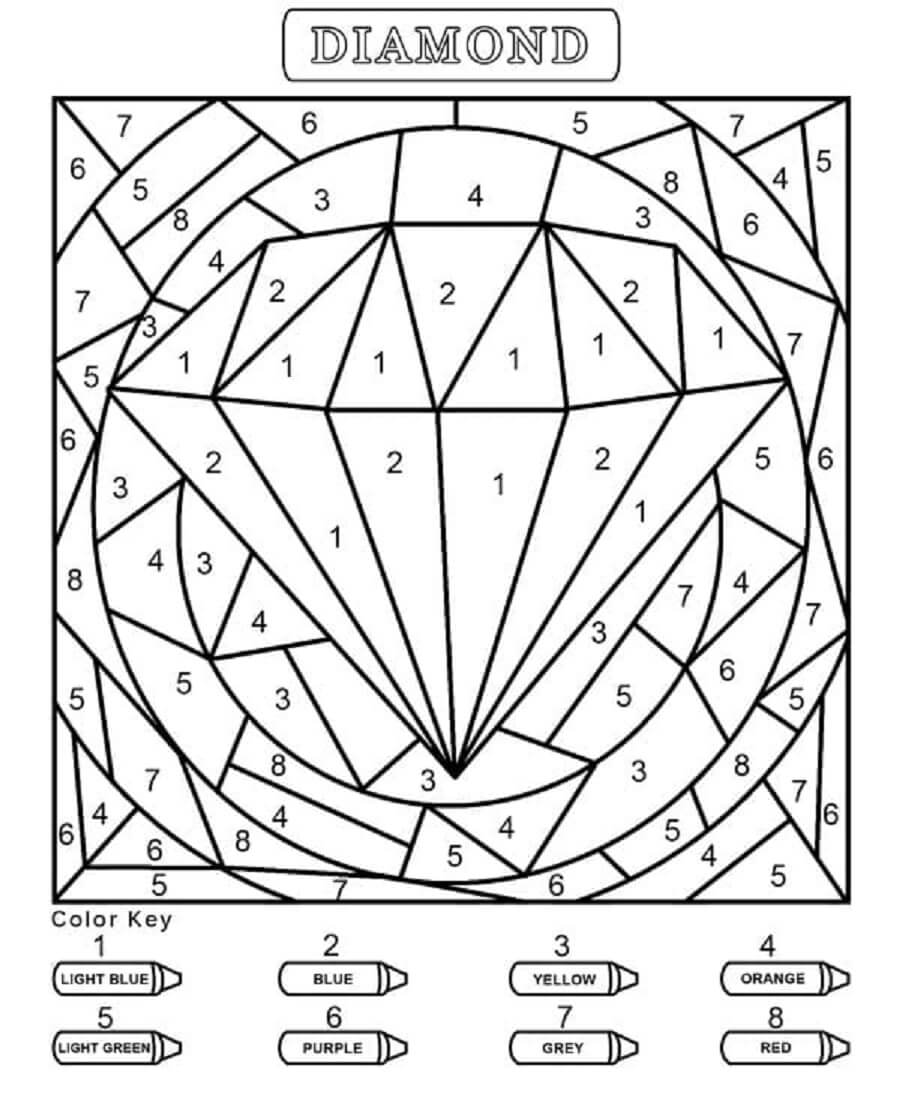 번호별 다이아몬드 색상 coloring page