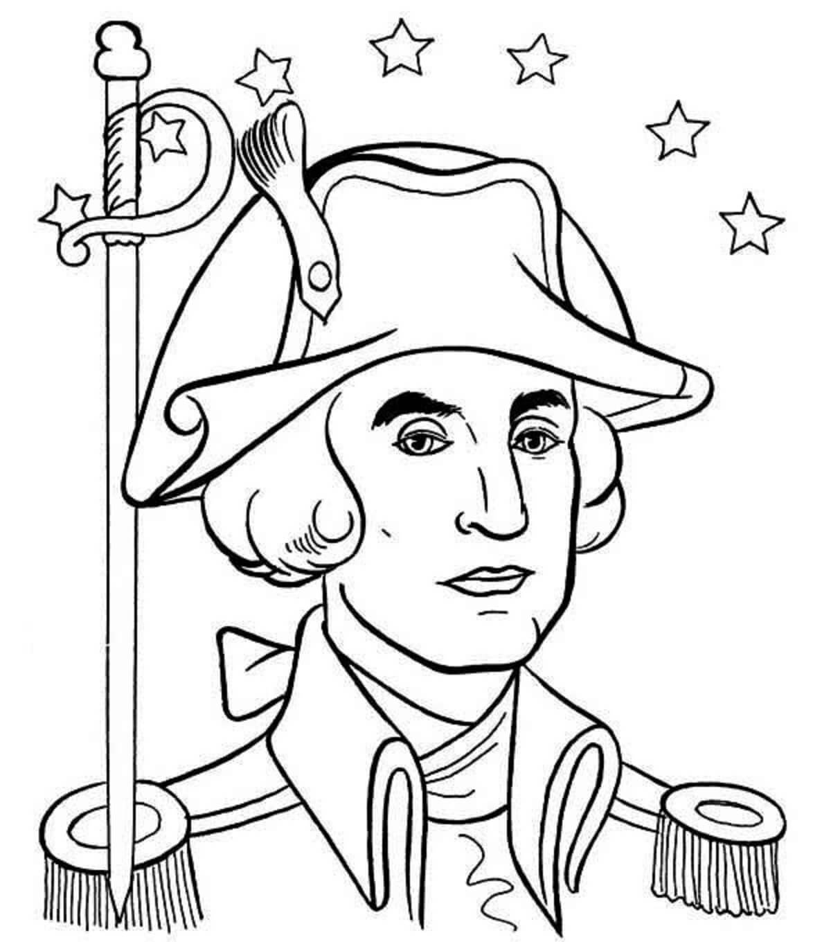 별과 함께 있는 조지 워싱턴의 초상화 coloring page