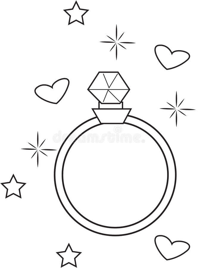 별과 하트가 있는 다이아몬드 반지 coloring page