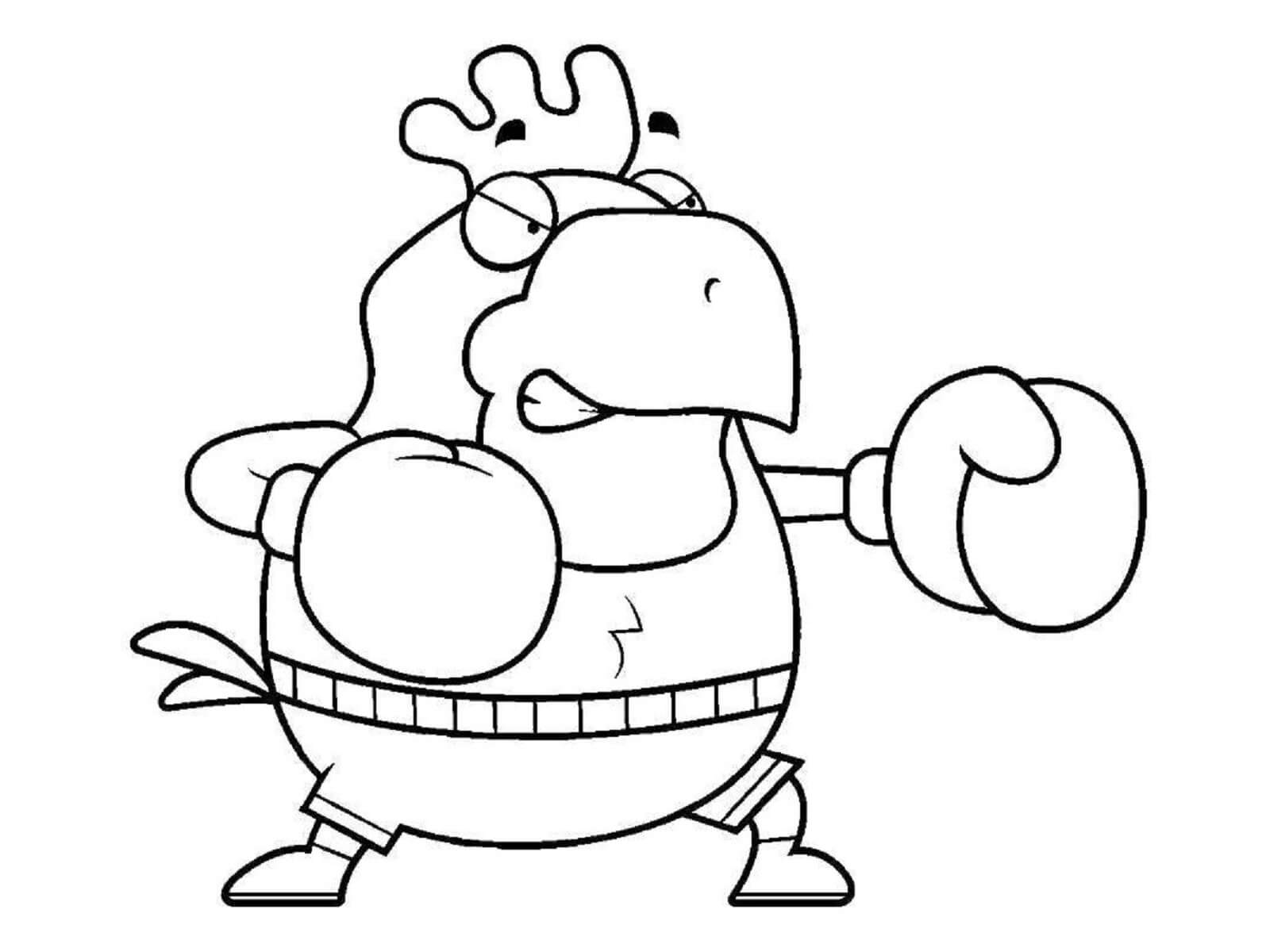 Cartoon Chicken Boxer coloring page
